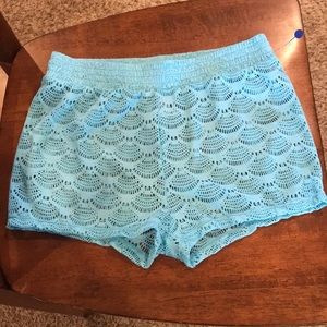 Aqua colored swimsuit coverup shorts. Size Large 10/12. NWOT